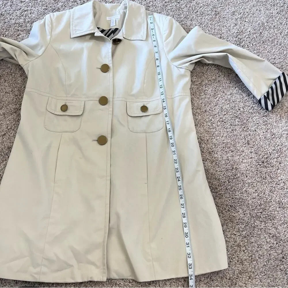 Charter Club Women's Cream Black Striped Cotton Blend Empire Waist Jacket - Picture 9 of 12